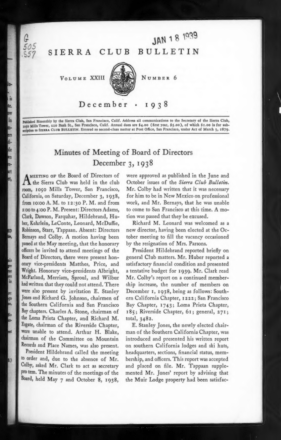 Sierra Club Bulletin 1938 Vol 23 No 6 December cover